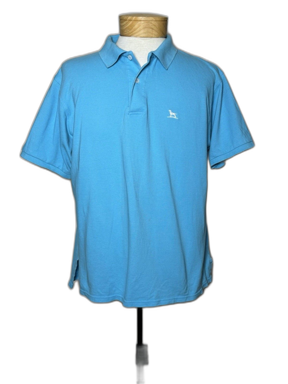 OVER UNDER Performance Polo Mens Large Bright Blue Golf Shirt Casual Dog Logo
